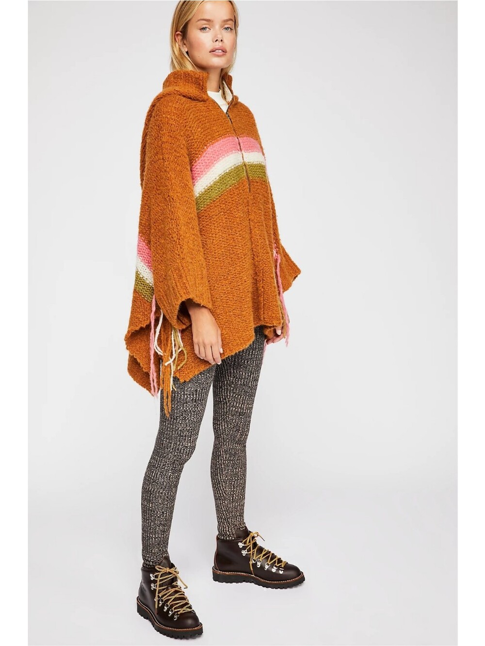 Free People Desert Sunrise Quarter Zip Poncho